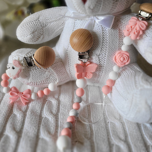 Baby Girl - Pacifier Clip - Shower Gift - With or Without Box
