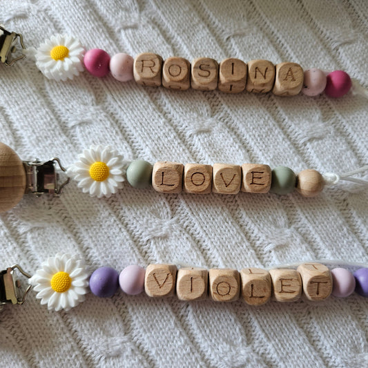Personalized Wooden Baby Pacifier Clip - With or Without Gift Box